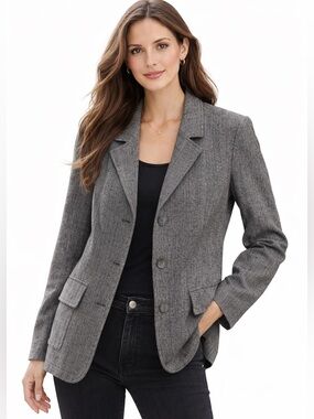 J. Jill Gray Blazer Small Textured Career‎ Jacket Dark Academia Chic